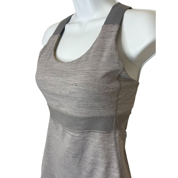 Lululemon Gray Criss Cross Tank Top With Built-In Bra & Mesh Detail Size 6 - Picture 2 of 7